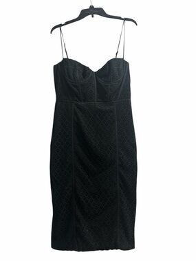 Bardot Black Lace Bustier Midi Dress